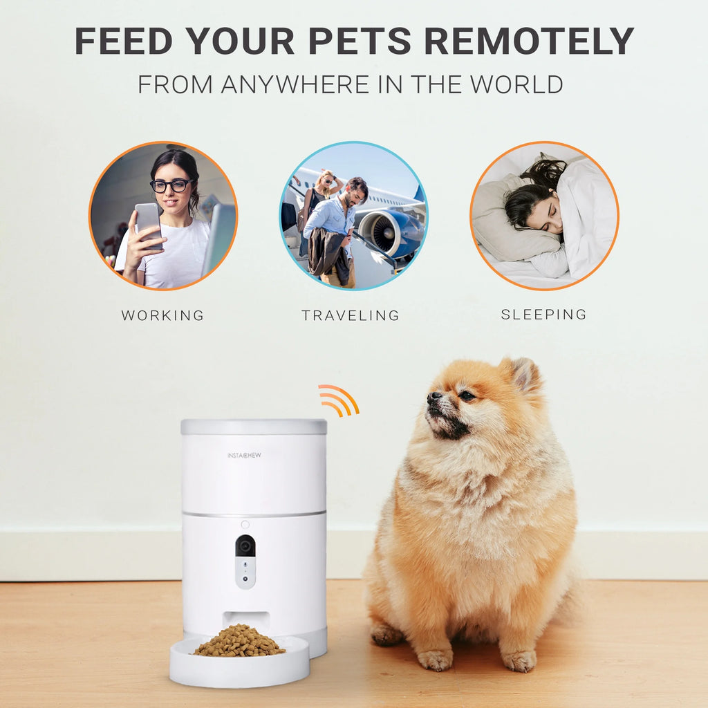 Purechew Automatic Pet Feeder with HD Camera, Smart Food Dispenser for Cats and Dogs, Portion Control, Programmable Treat Dispenser with Video Recording