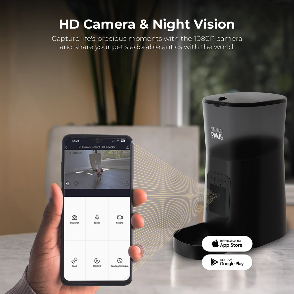 ® Smart HD Feeder, Automatic Pet Food Dispenser, 6L, 1080P Camera, 2-Way Audio, Backup Power, 15 Meals/Day, Black, for Cat & Dog