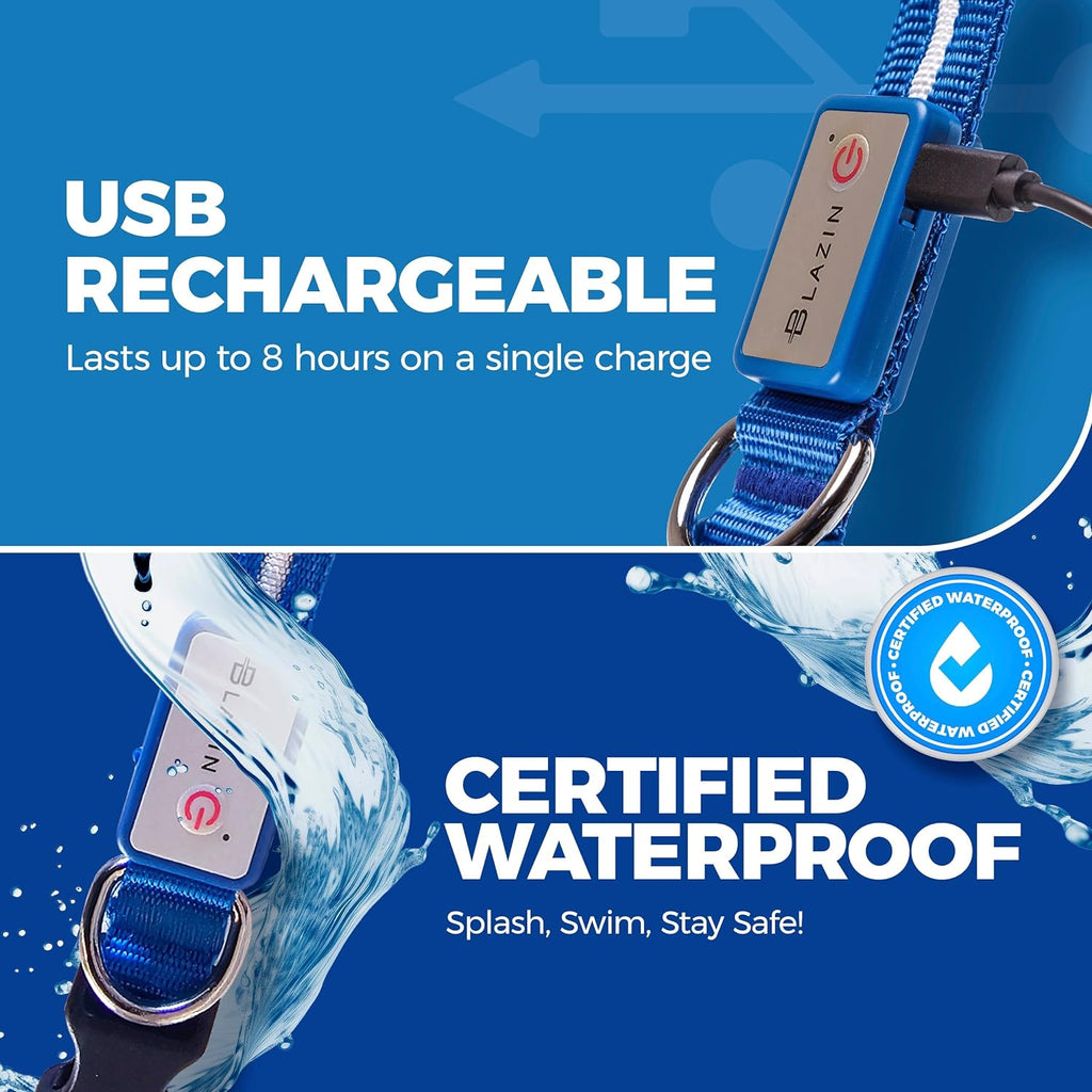 Light up Dog Leash LED - 1,000 Feet of Visibility - USB Rechargeable Waterproof Glow in the Dark Dog Leash - 4 Foot, Black