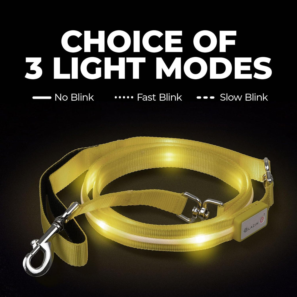 Light up Dog Leash LED - 1,000 Feet of Visibility - USB Rechargeable Waterproof Glow in the Dark Dog Leash - 4 Foot, Black