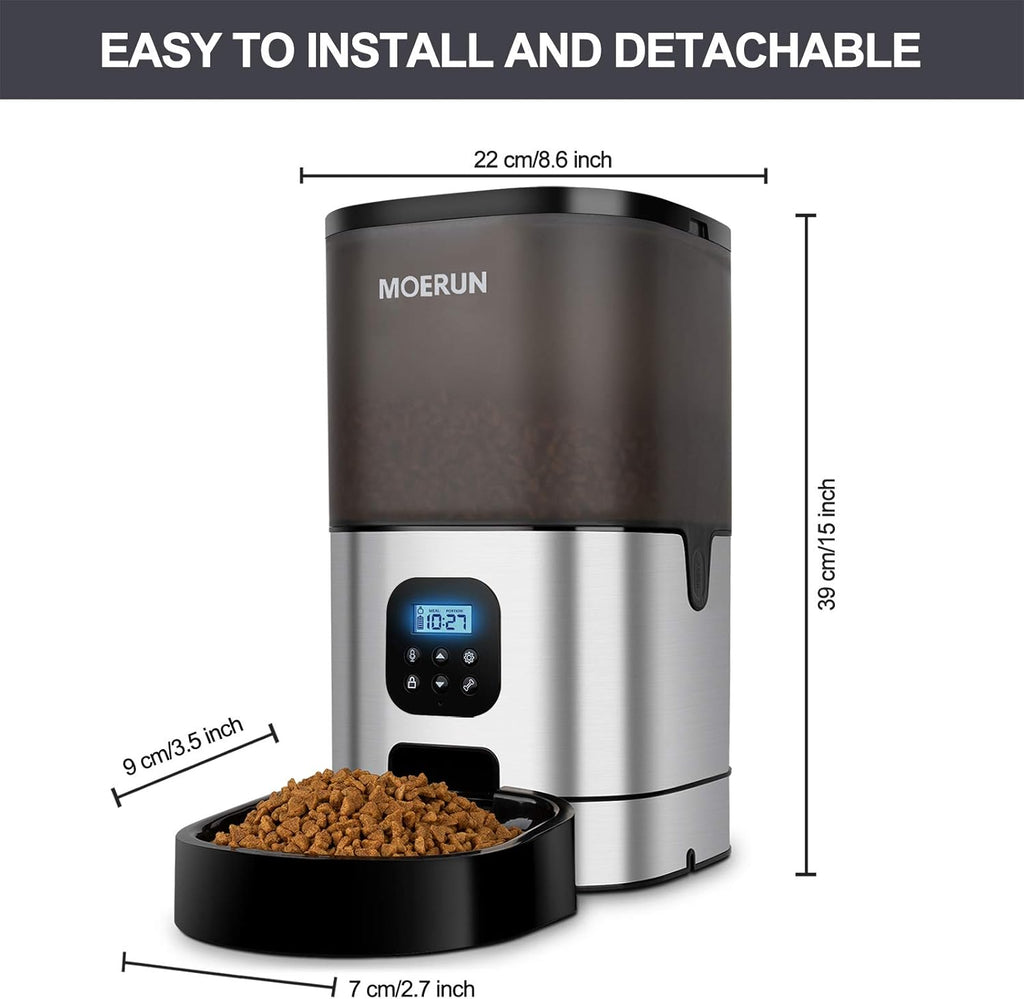 Automatic Dog Feeder 9L Automatic Cat Feeders Food Dispenser Automatic Timed Pet Feeder Dual Powered Mode Programmable Portion Control 20S Voice Recorder for Cats and Dogs